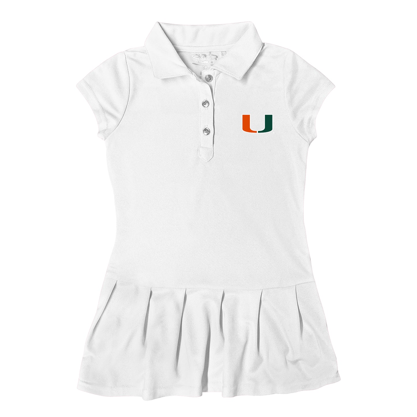 Girls Toddler Garb  White Miami Hurricanes Caroline Cap Sleeve Polo Dress