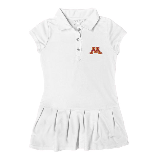 Girls Toddler Garb  White Minnesota Golden Gophers Caroline Cap Sleeve Polo Dress