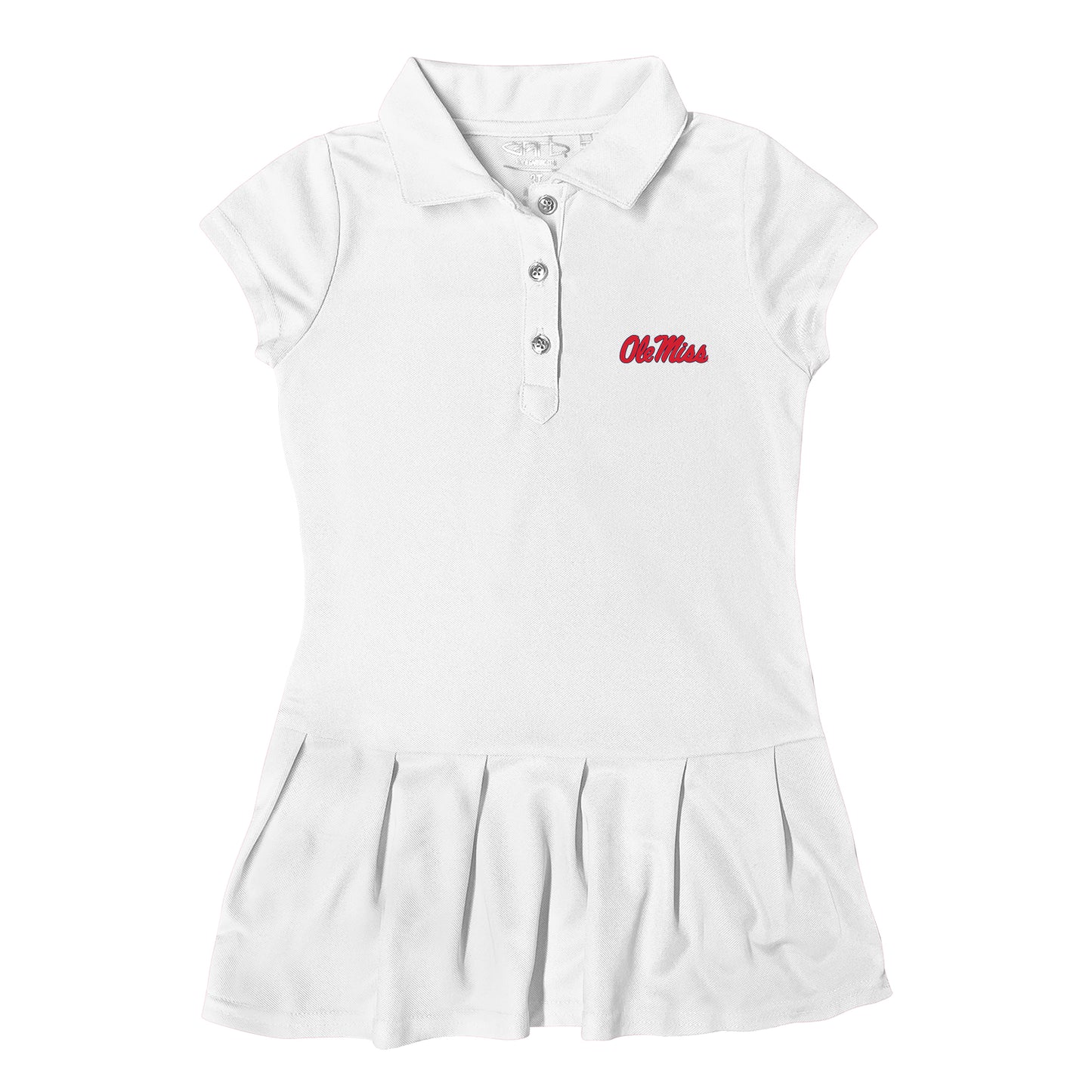 Girls Toddler Garb  White Ole Miss Rebels Caroline Cap Sleeve Polo Dress