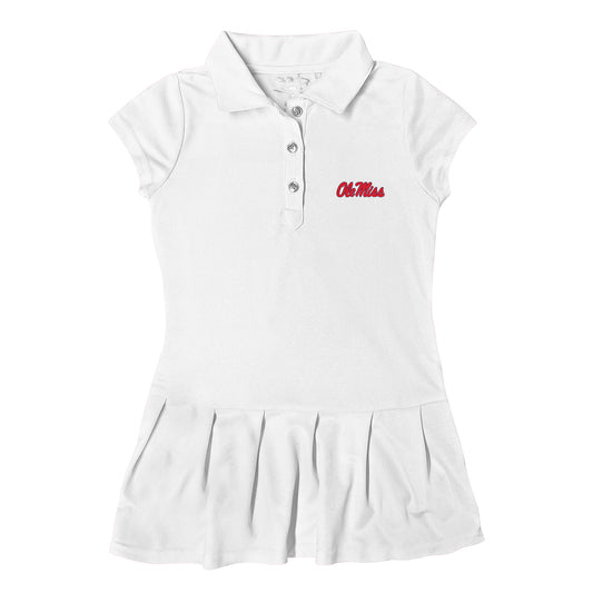 Girls Toddler Garb  White Ole Miss Rebels Caroline Cap Sleeve Polo Dress