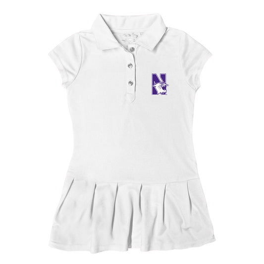 Girls Toddler Garb  White Northwestern Wildcats Caroline Cap Sleeve Polo Dress