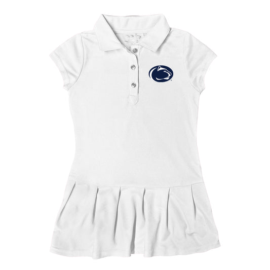 Girls Toddler Garb  White Penn State Nittany Lions Caroline Cap Sleeve Polo Dress