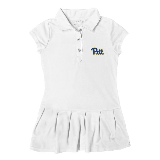 Girls Toddler Garb  White Pitt Panthers Caroline Cap Sleeve Polo Dress