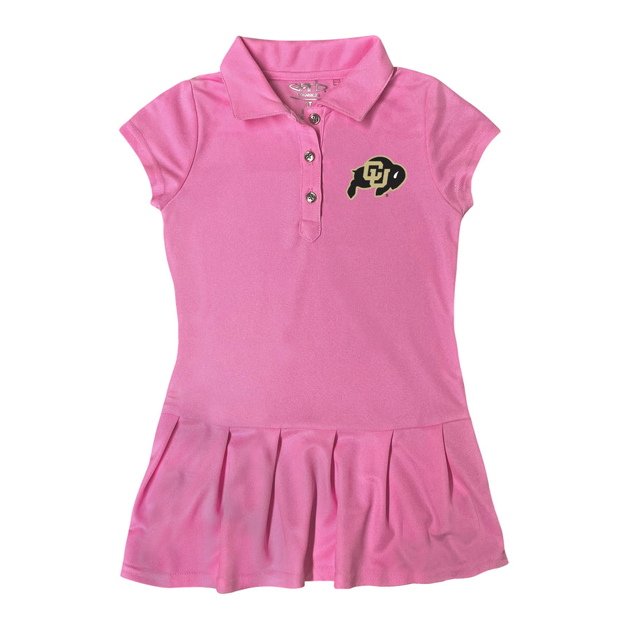 Girls Toddler Garb  Pink Colorado Buffaloes Caroline Cap Sleeve Polo Dress