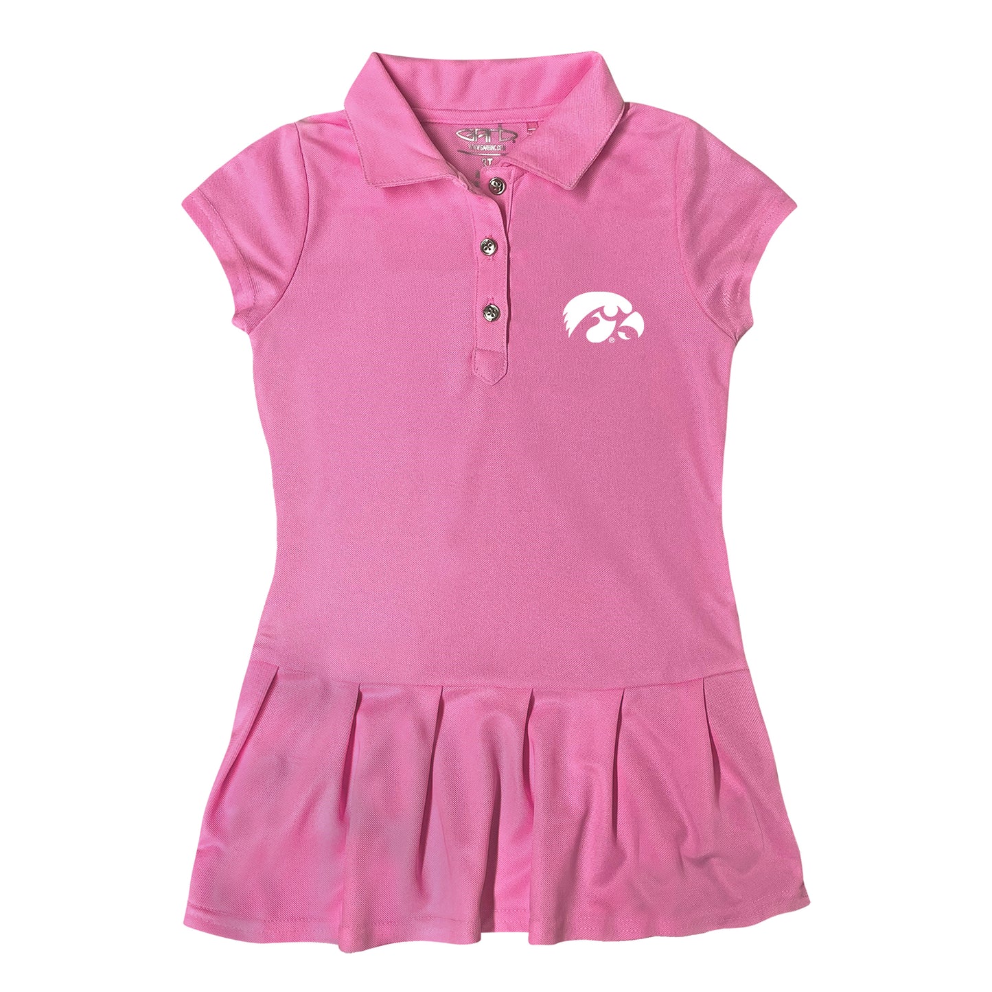 Girls Toddler Garb  Pink Iowa Hawkeyes Caroline Cap Sleeve Polo Dress