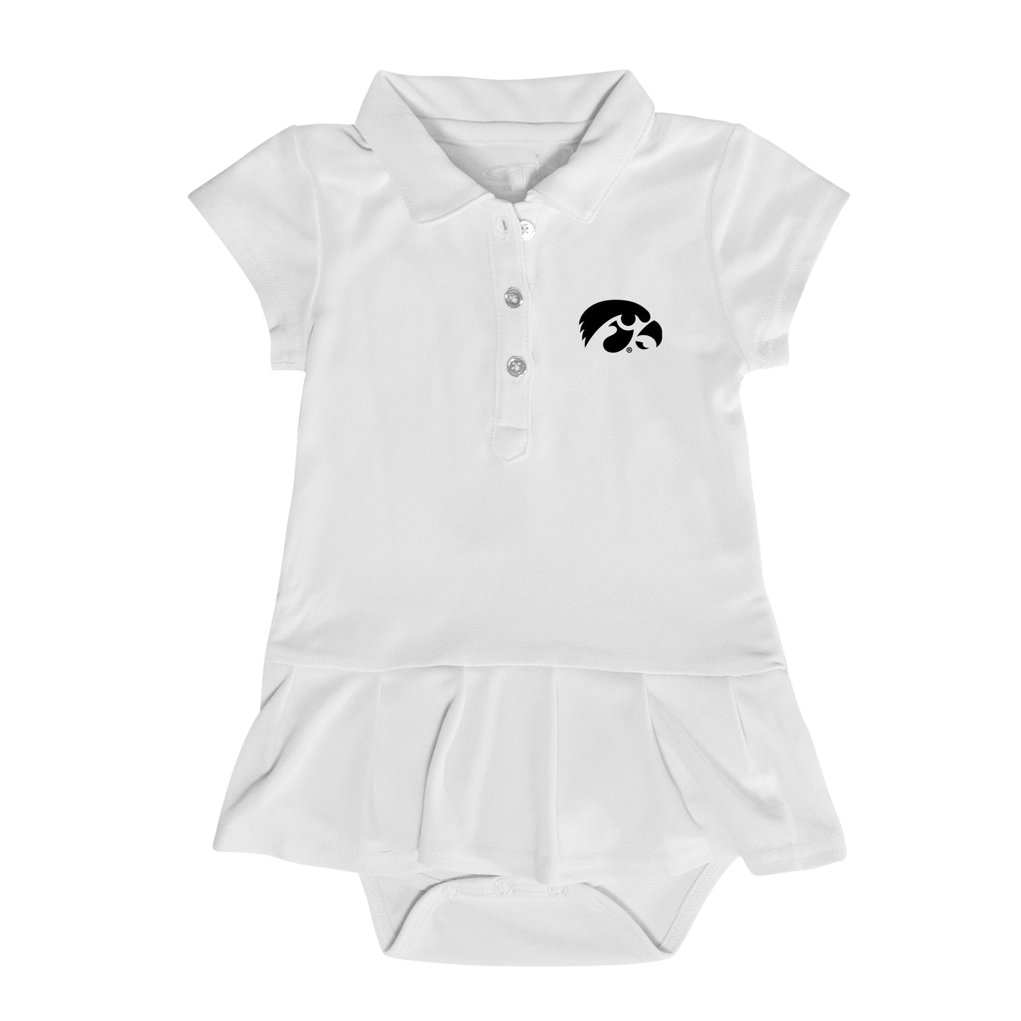 Girls Infant Garb  White Iowa Hawkeyes Caroline Cap Sleeve Polo Dress