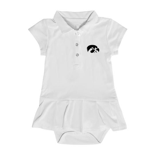 Girls Infant Garb  White Iowa Hawkeyes Caroline Cap Sleeve Polo Dress