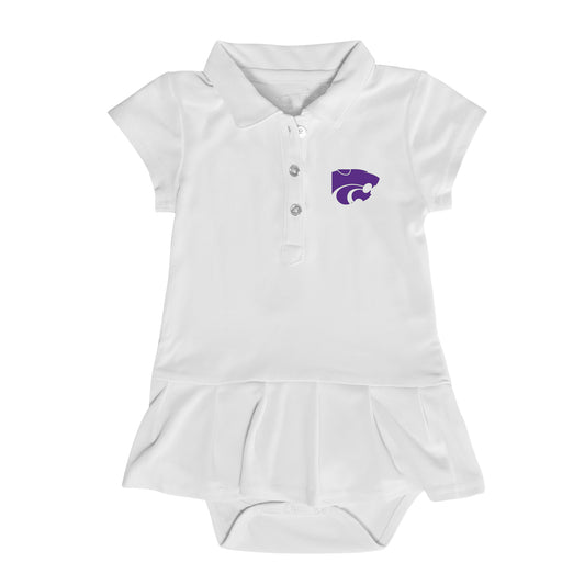 Girls Infant Garb  White Kansas State Wildcats Caroline Cap Sleeve Polo Dress