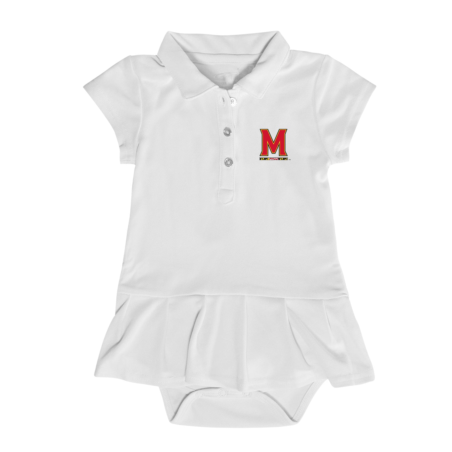 Girls Infant Garb  White Maryland Terrapins Caroline Cap Sleeve Polo Dress