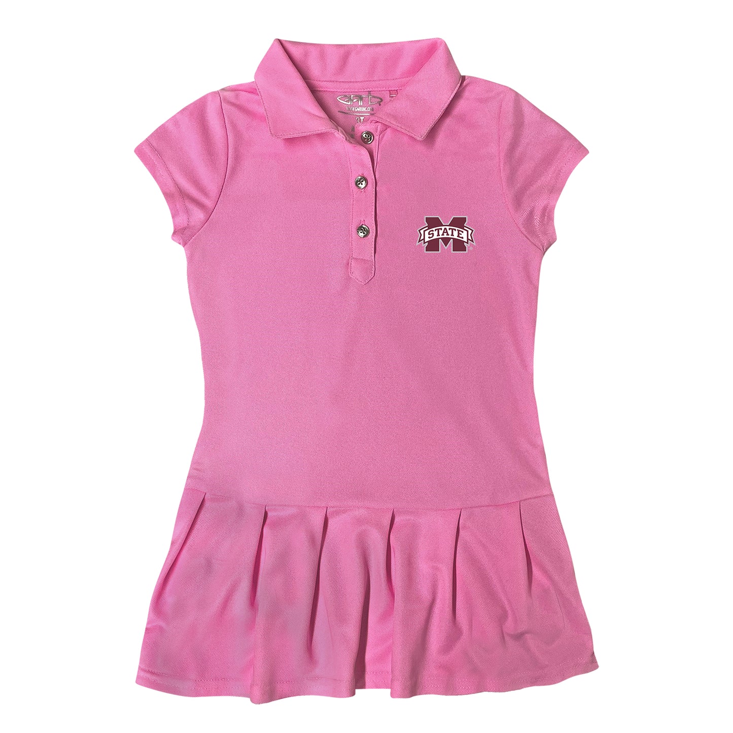 Girls Toddler Garb  Pink Mississippi State Bulldogs Caroline Cap Sleeve Polo Dress