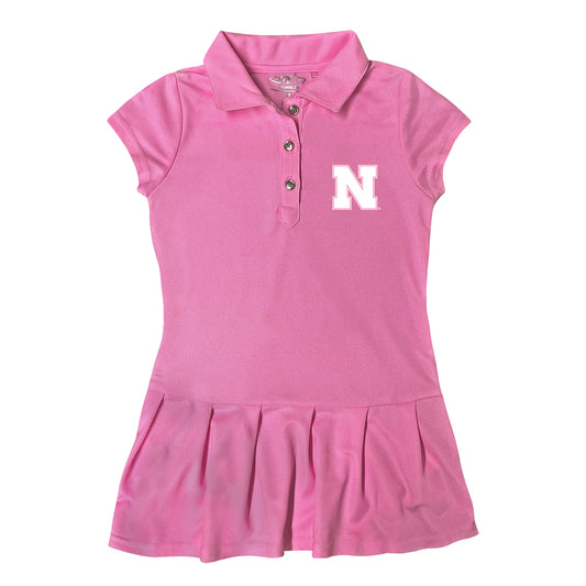 Girls Toddler Garb  Pink Nebraska Huskers Caroline Cap Sleeve Polo Dress