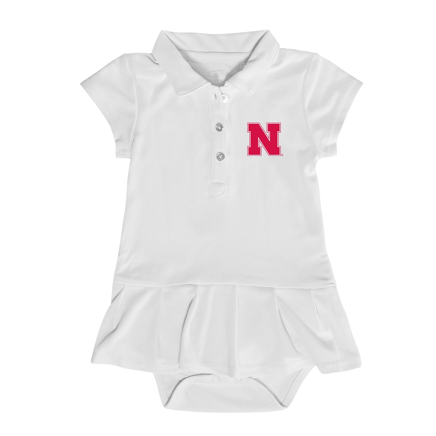 Girls Infant Garb  White Nebraska Huskers Caroline Cap Sleeve Polo Dress