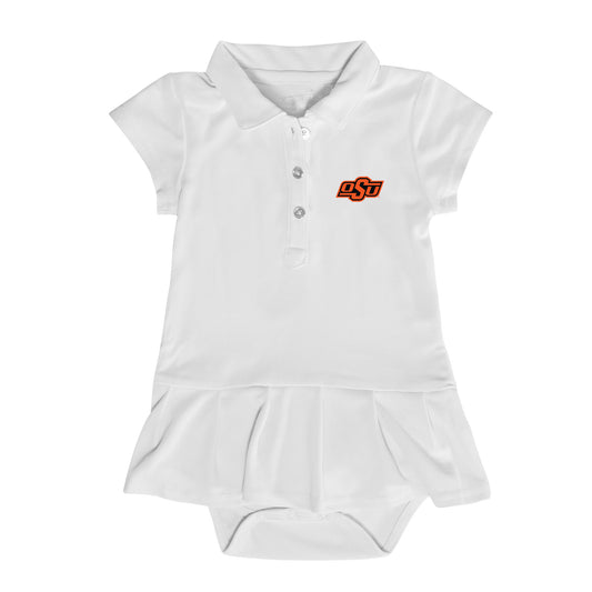 Girls Infant Garb  White Oklahoma State Cowboys Caroline Cap Sleeve Polo Dress