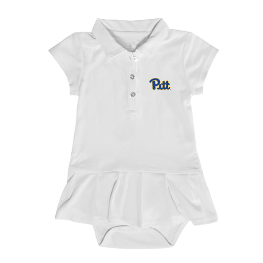 Girls Infant Garb  White Pitt Panthers Caroline Cap Sleeve Polo Dress