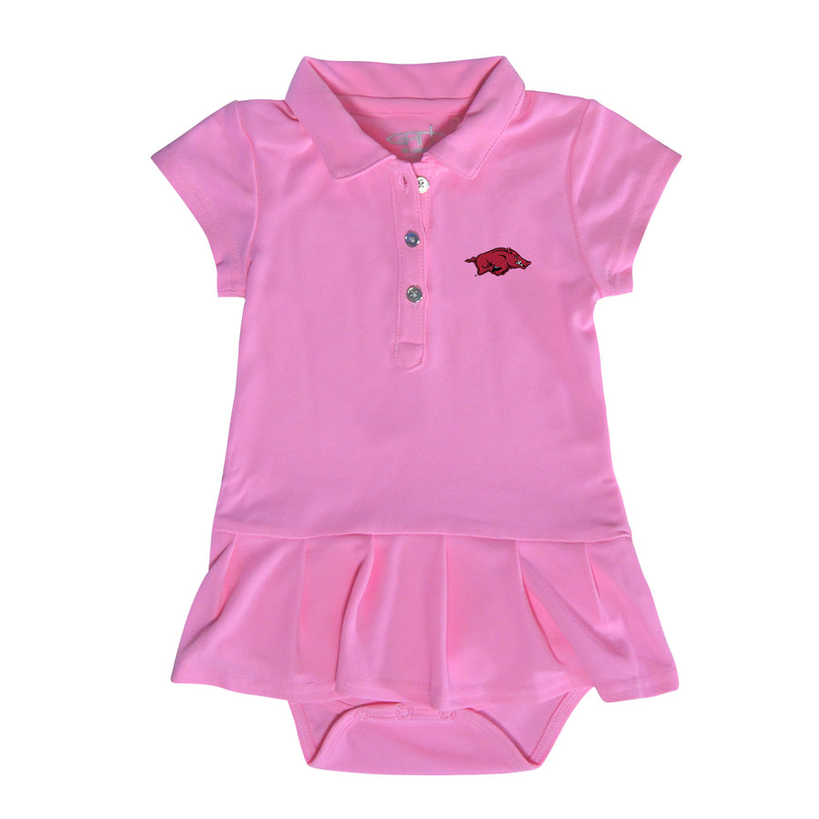 Girls Infant Garb  Pink Arkansas Razorbacks Caroline Cap Sleeve Polo Dress