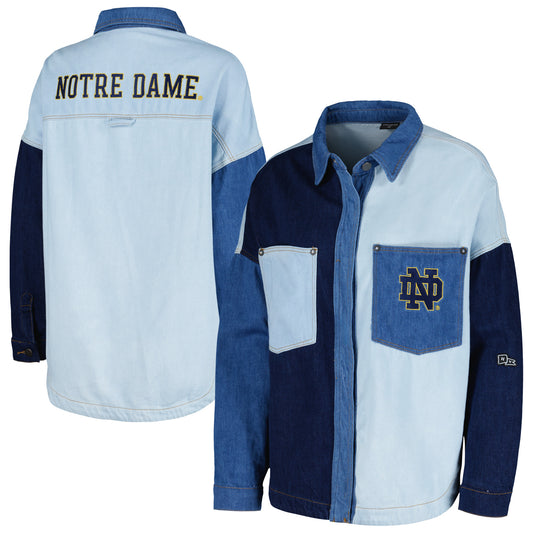 Women's Hype and Vice Denim Notre Dame Fighting Irish Multi-Hit Hometown Full-Snap Jacket