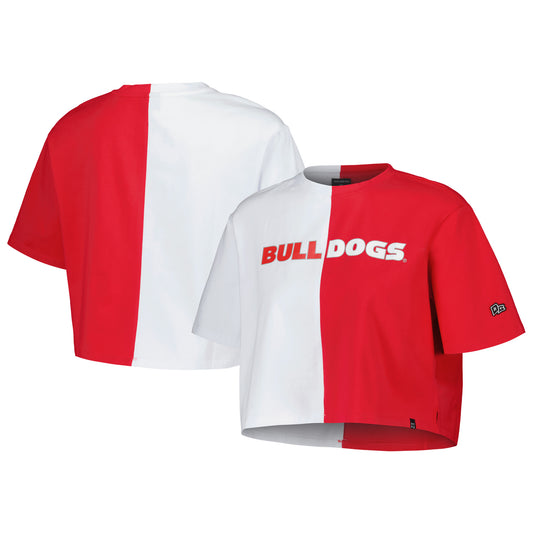 Women's Hype and Vice Red/White Georgia Bulldogs Color Block Brandy Cropped T-Shirt