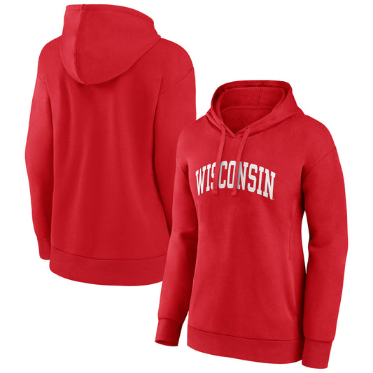 Women's Fanatics Red Wisconsin Badgers Basic Arch Pullover Hoodie