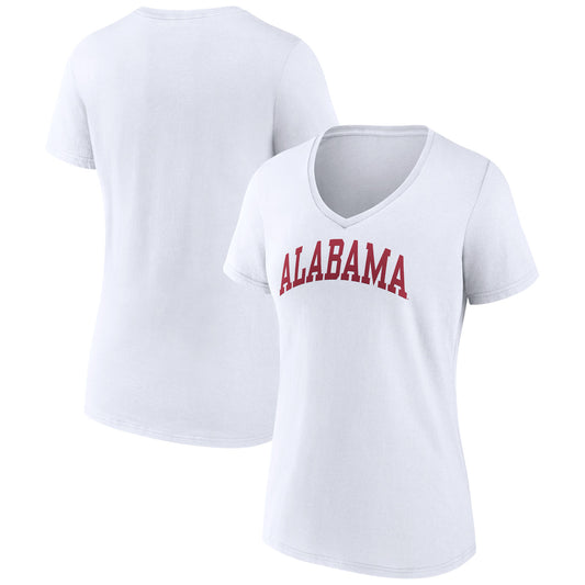 Women's Fanatics White Alabama Crimson Tide Basic Arch V-Neck T-Shirt