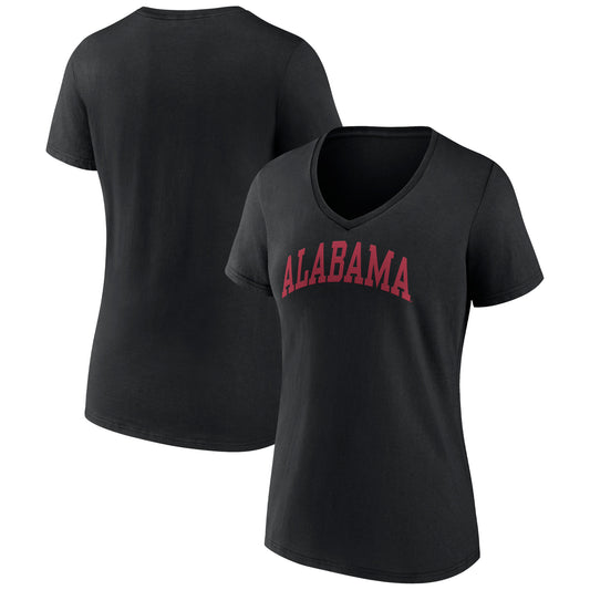 Women's Fanatics Black Alabama Crimson Tide Basic Arch V-Neck T-Shirt