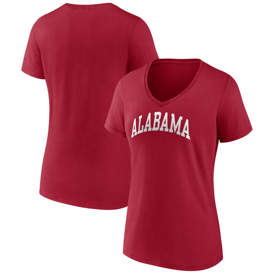 Women's Fanatics Crimson Alabama Crimson Tide Basic Arch V-Neck T-Shirt