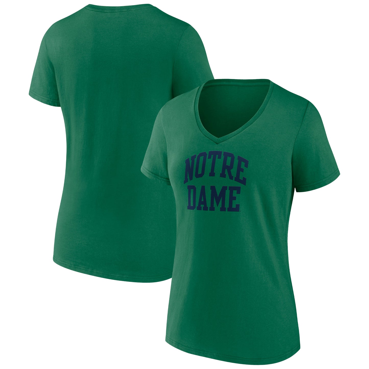 Women's Fanatics Green Notre Dame Fighting Irish Basic Arch V-Neck T-Shirt