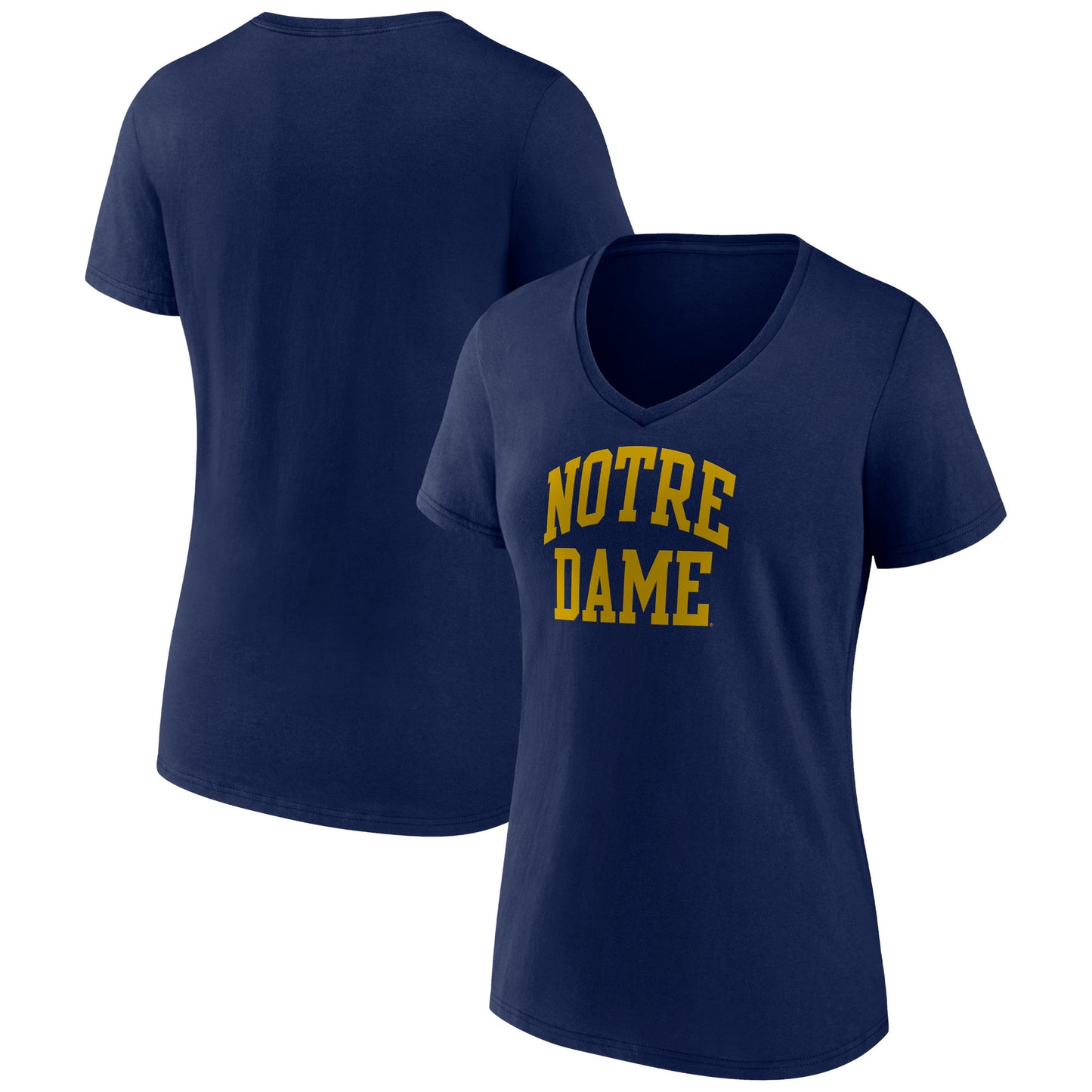 Women's Fanatics Navy Notre Dame Fighting Irish Basic Arch V-Neck T-Shirt