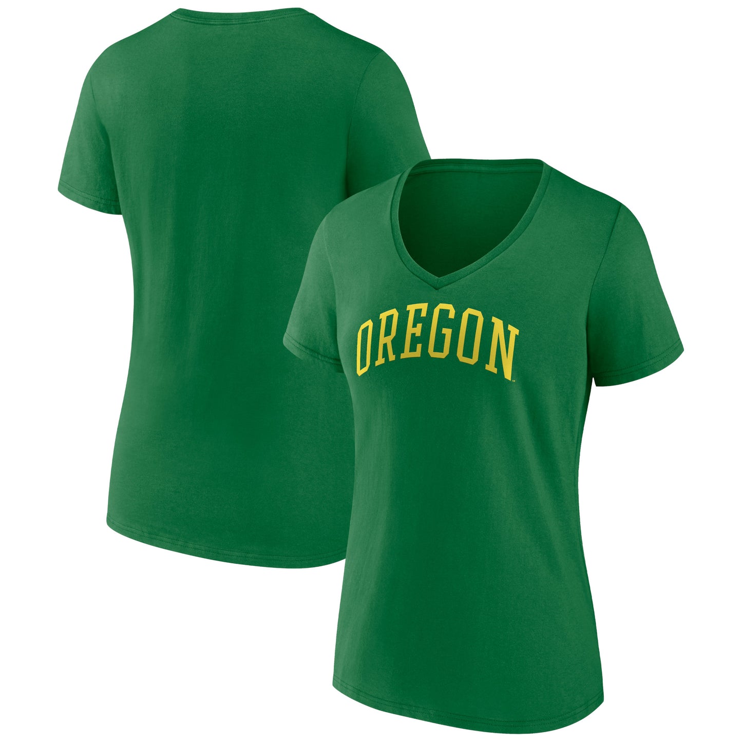 Women's Fanatics Green Oregon Ducks Basic Arch V-Neck T-Shirt