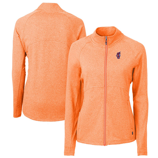 Women's Cutter & Buck  Heather Orange Florida Gators Swinging Gator Adapt Eco Knit Full-Zip Jacket