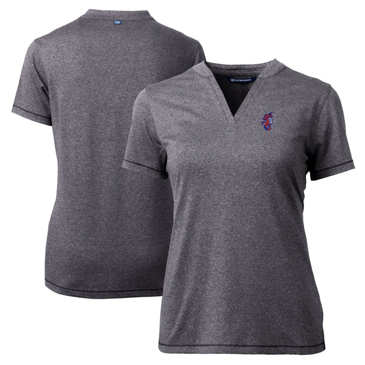 Women's Cutter & Buck  Heather Charcoal Florida Gators Swinging Gator DryTec Forge Stretch V-Neck Blade Top