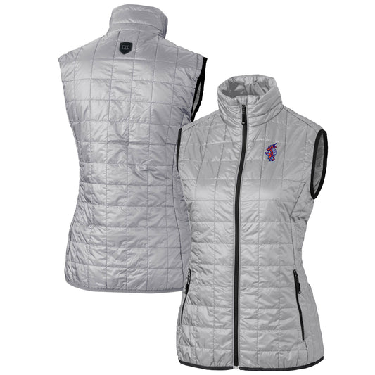 Women's Cutter & Buck  Gray Florida Gators Swinging Gator Rainier PrimaLoft Womens Eco Insulated Full-Zip Puffer Vest