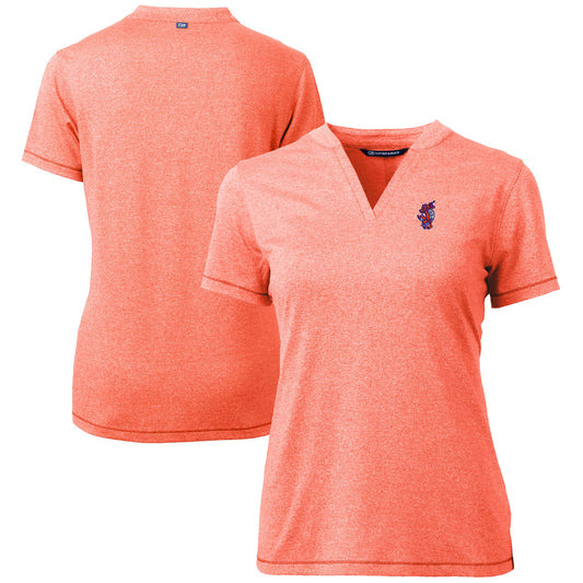 Women's Cutter & Buck  Heather Orange Florida Gators Swinging Gator DryTec Forge Stretch V-Neck Blade Top
