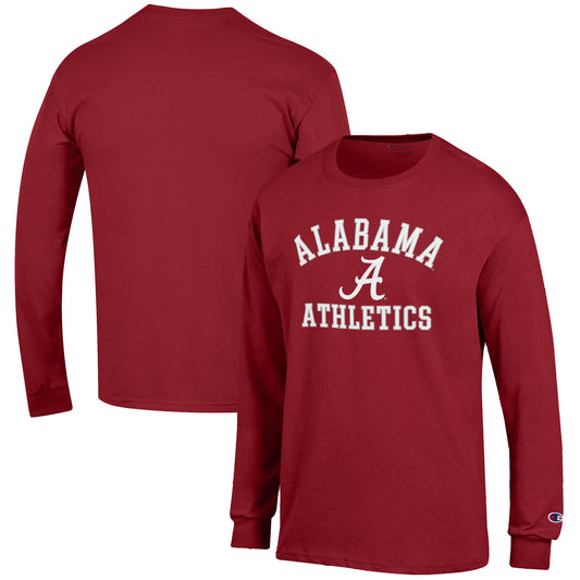 Men's Champion  Crimson Alabama Crimson Tide Athletics Logo Long Sleeve T-Shirt