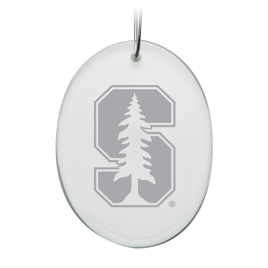 Stanford Cardinal 2.75'' x 3.75'' Glass Oval Ornament