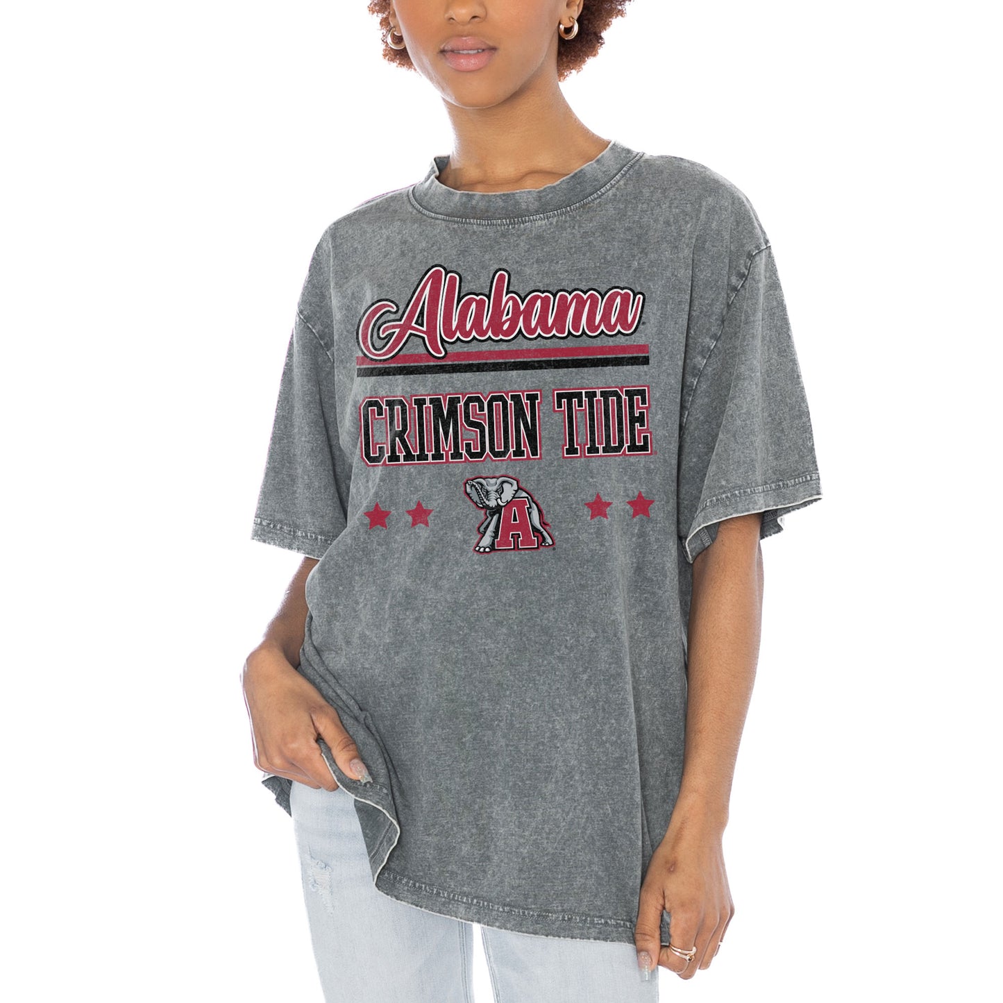 Women's Gameday Couture Gray Alabama Crimson Tide Here To Play Oversized T-Shirt