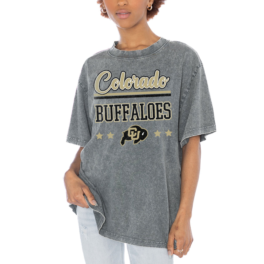 Women's Gameday Couture Gray Colorado Buffaloes Here To Play Oversized T-Shirt