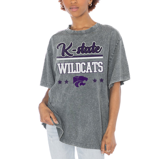 Women's Gameday Couture Gray Kansas State Wildcats Here To Play Oversized T-Shirt