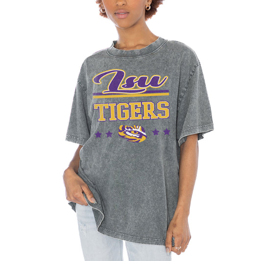 Women's Gameday Couture Gray LSU Tigers Here To Play Oversized T-Shirt