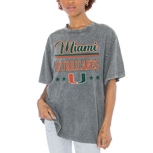 Women's Gameday Couture Gray Miami Hurricanes Here To Play Oversized T-Shirt