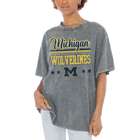 Women's Gameday Couture Gray Michigan Wolverines Here To Play Oversized T-Shirt