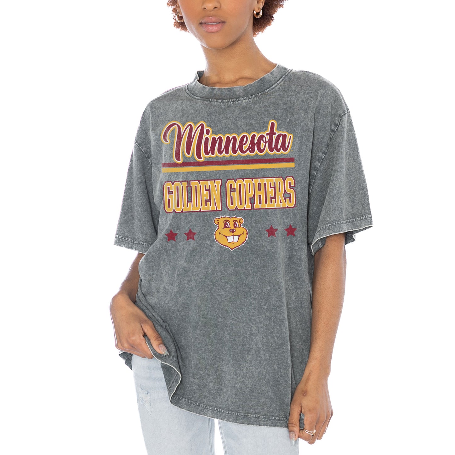 Women's Gameday Couture Gray Minnesota Golden Gophers Here To Play Oversized T-Shirt