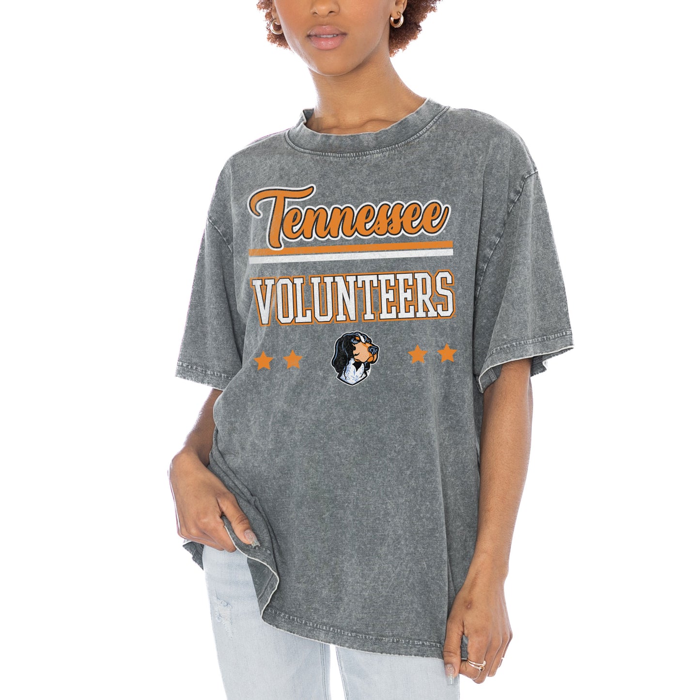 Women's Gameday Couture Gray Tennessee Volunteers Here To Play Oversized T-Shirt