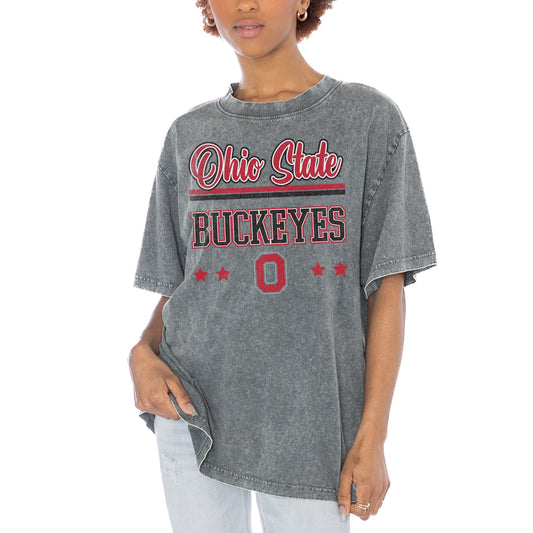 Women's Gameday Couture Gray Ohio State Buckeyes Here To Play Oversized T-Shirt