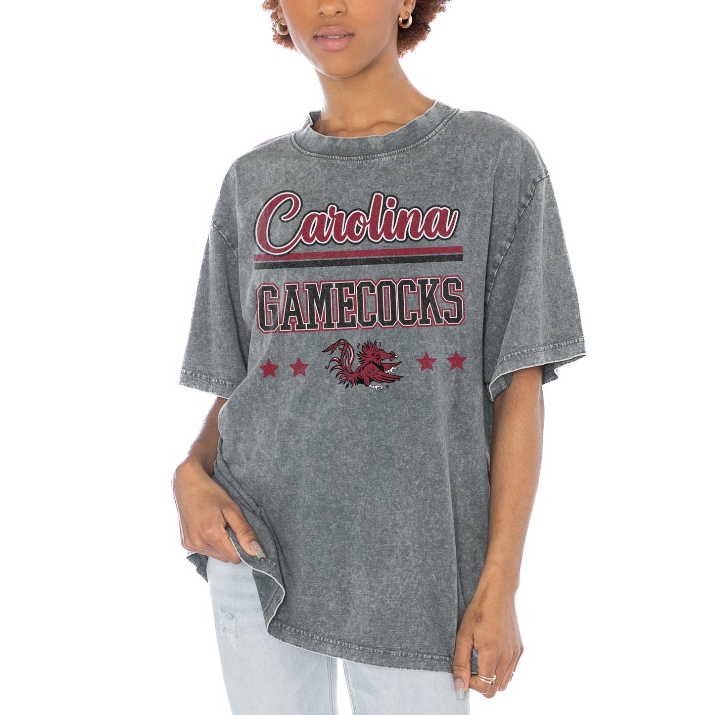 Women's Gameday Couture Gray South Carolina Gamecocks Here To Play Oversized T-Shirt