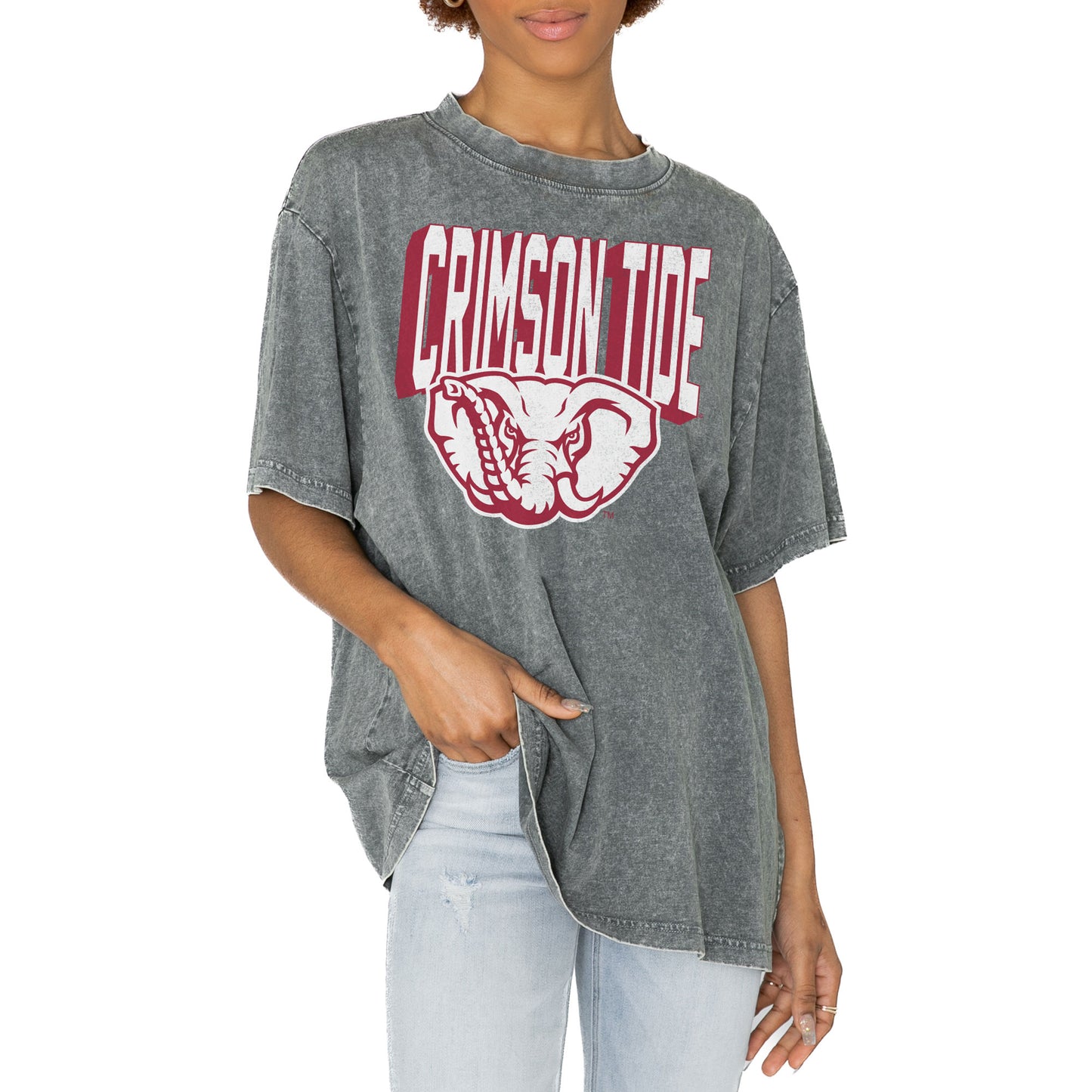 Women's Gameday Couture Gray Alabama Crimson Tide Solid Defense Oversized T-Shirt