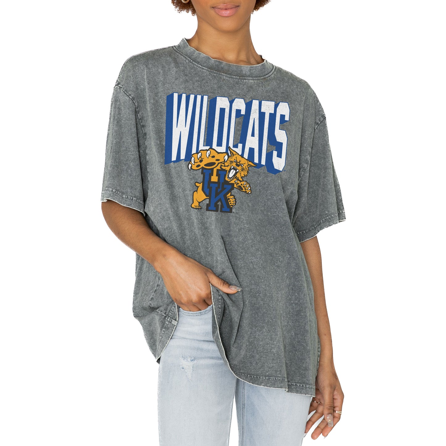 Women's Gameday Couture Gray Kentucky Wildcats Solid Defense Oversized T-Shirt