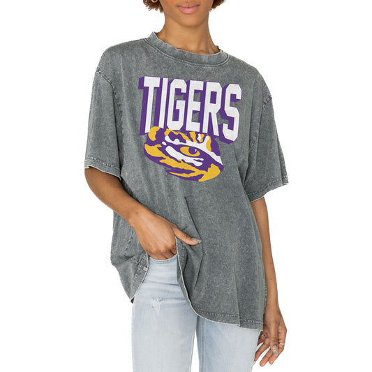 Women's Gameday Couture Gray LSU Tigers Solid Defense Oversized T-Shirt