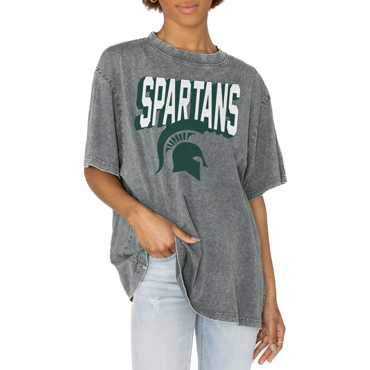 Women's Gameday Couture Gray Michigan State Spartans Solid Defense Oversized T-Shirt