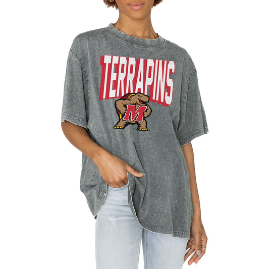 Women's Gameday Couture Gray Maryland Terrapins Solid Defense Oversized T-Shirt