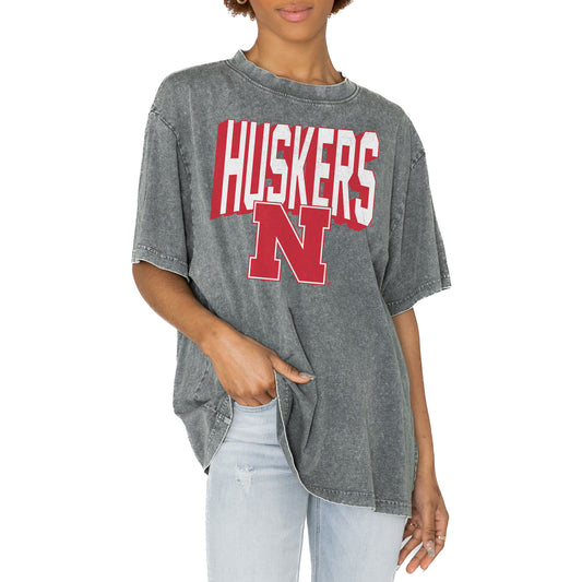 Women's Gameday Couture Gray Nebraska Huskers Solid Defense Oversized T-Shirt